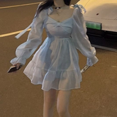 BXOXO party look inspos Lolita Dress Women Casual Long Sleeve Kawaii Clothing Vintage Y2k Mini Dress Party 2021 Winter One Piece Dress Korean Fashion